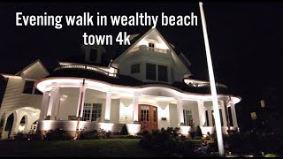 Evening walk in a wealthy beach town - Spring Lake, New Jersey 🇺🇸 (4k)