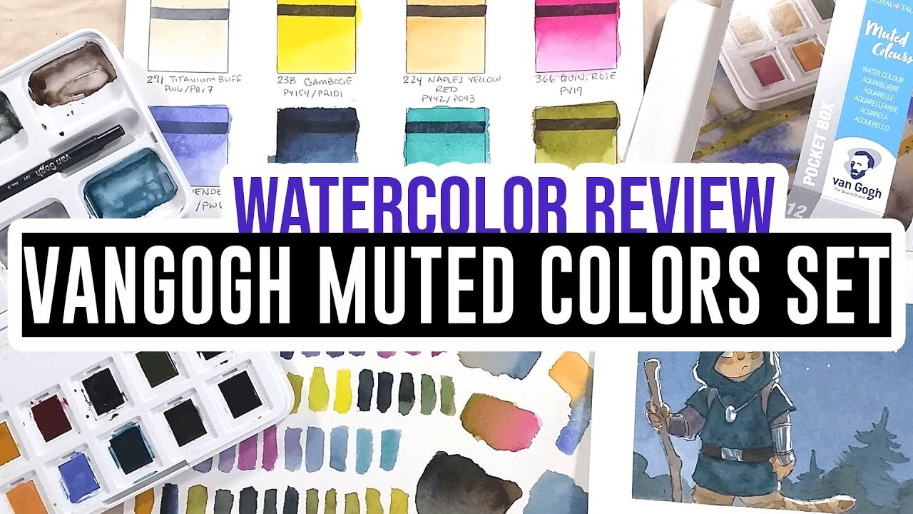 Review & Demo - Van Gogh Muted Colours watercolor set! 🎨 