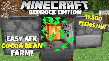 Minecraft Bedrock: EASY AFK Cocoa Bean Farm! 11,580 Items/Hour Tutorial! MCPE Xbox PC Ps4