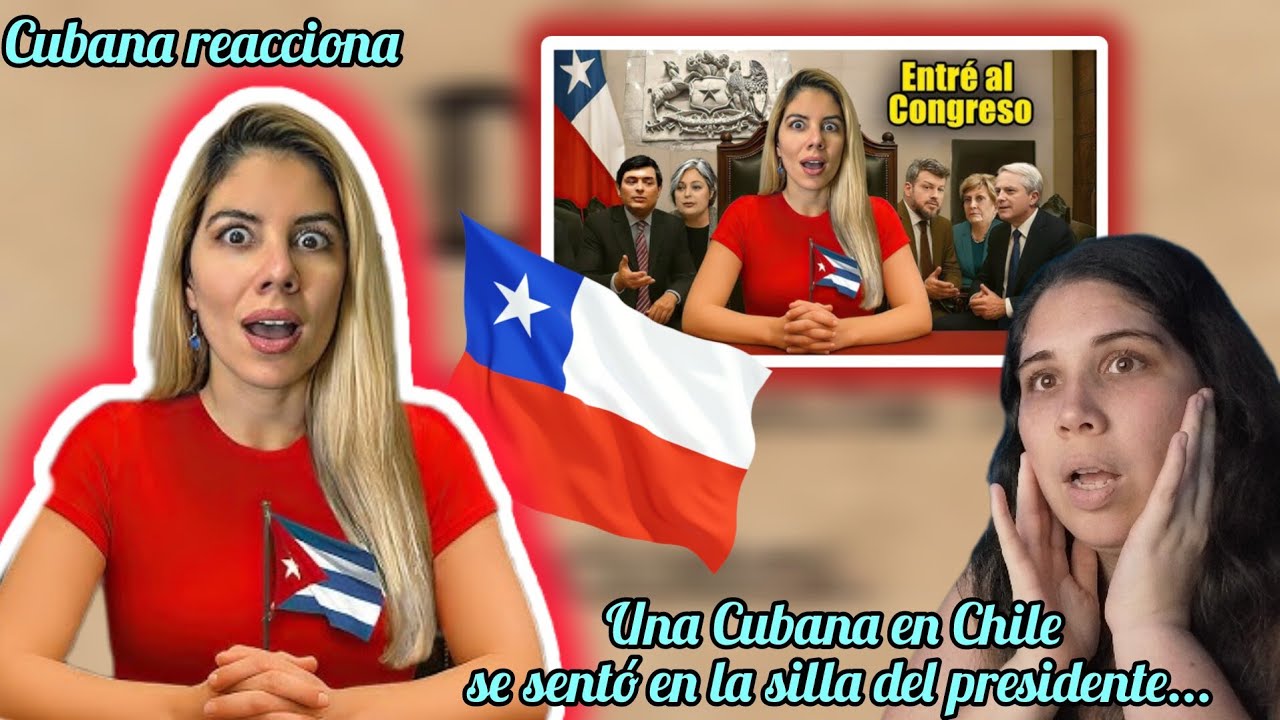 Una Cubana en Chile se sienta en la silla del presidente.Congreso de chile.