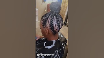Cute stitch braids and hair bun | Braiding Skills #shorts #hairstyle #braids #hairstylist
