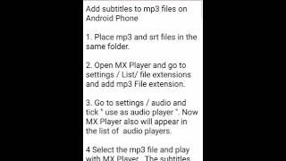Add .srt subtitles to mp3 files on Android Phone using MX Player - 2 screenshot 4
