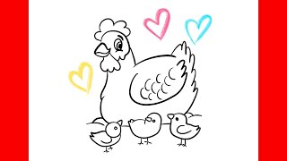 Cum se Deseneaza o Gaina (closca) cu Pui Usor Pas cu Pas | How to Draw Hen with Chicks Step by Step Cum se Deseneaza o Gaina (closca) cu Pui Usor Pas cu Pas | How to Draw Hen with Chicks Step by Step