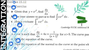 Integration, Cambridge Board Exam Questions, Ex15.12