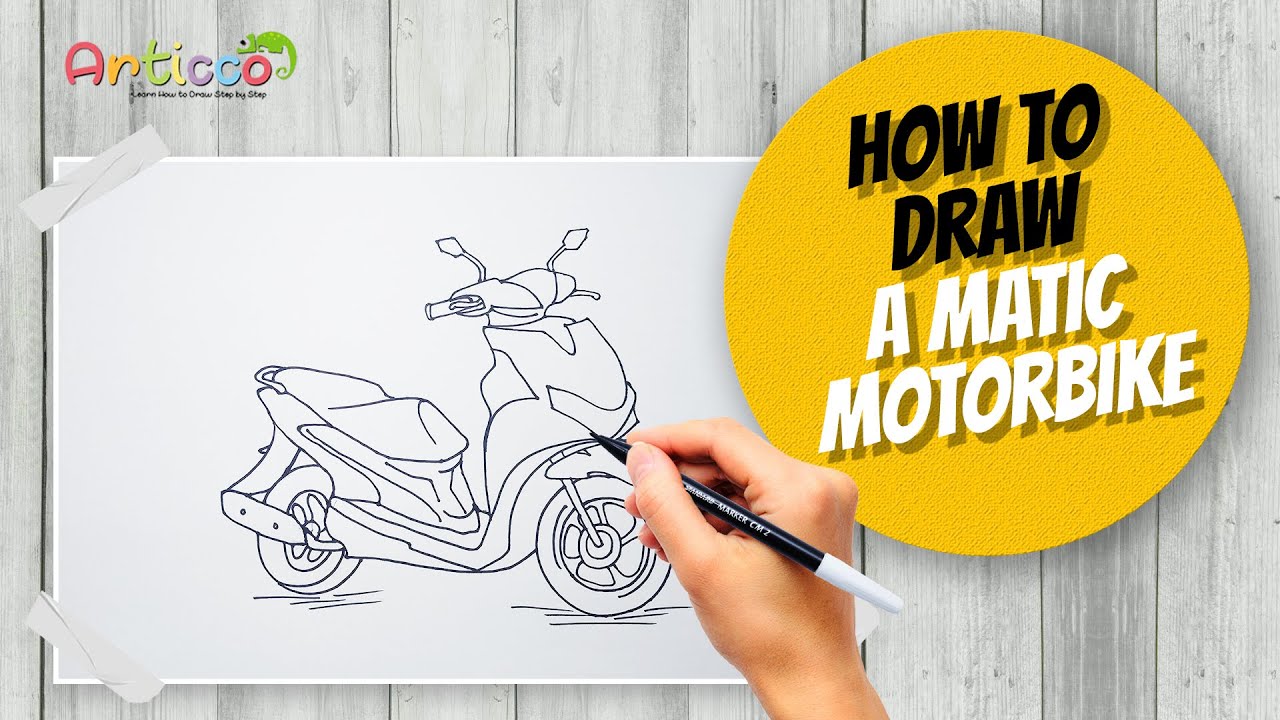Draw a Motorbike in 4 Minutes! (Simple & Easy Sketch)