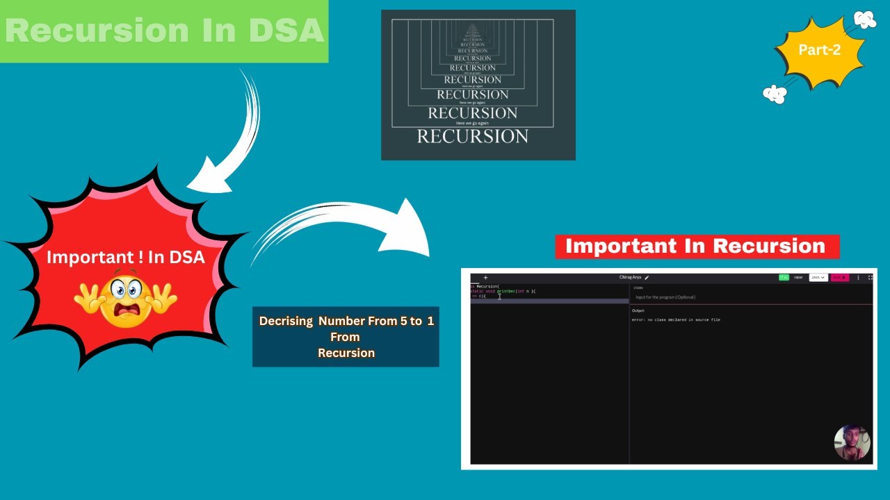 Decrising of 5 to 1 using Recursion in Java | Recursion Explained Step ...