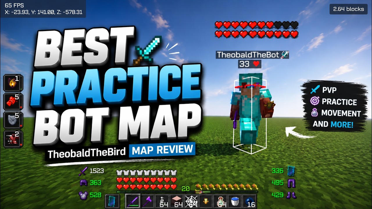 Best Practice Bot Map For Minecraft PvP? | TheobaldTheBird Map Review ...