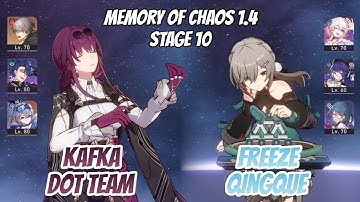 Kafka DoT Team & Qingque Freeze Team Memory of Chaos Stage 10 (3 Stars) | Honkai Star Rail