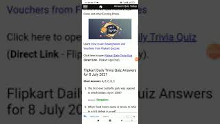 Flipkart Daily Trivia Quiz Answers Today | Win Gift Vouchers, Supercoins, Gems | 8 July 2021#shorts