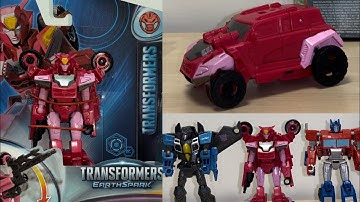 Transformers Earthspark Elita 1 review. Warrior class collection comparison cartoon toy