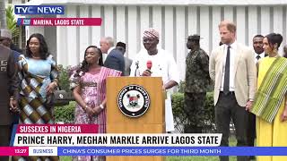 Prince Harry, Meghan Markle Arrive Marina Lagos State For Visit