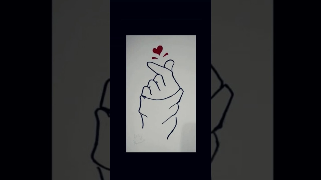 How to draw simple KOREAN heart drawing..easy drawing