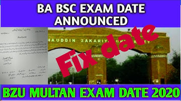 Bzu Bsc exam date || bzu exam news || ba date sheet bzu 2021 || bzu update