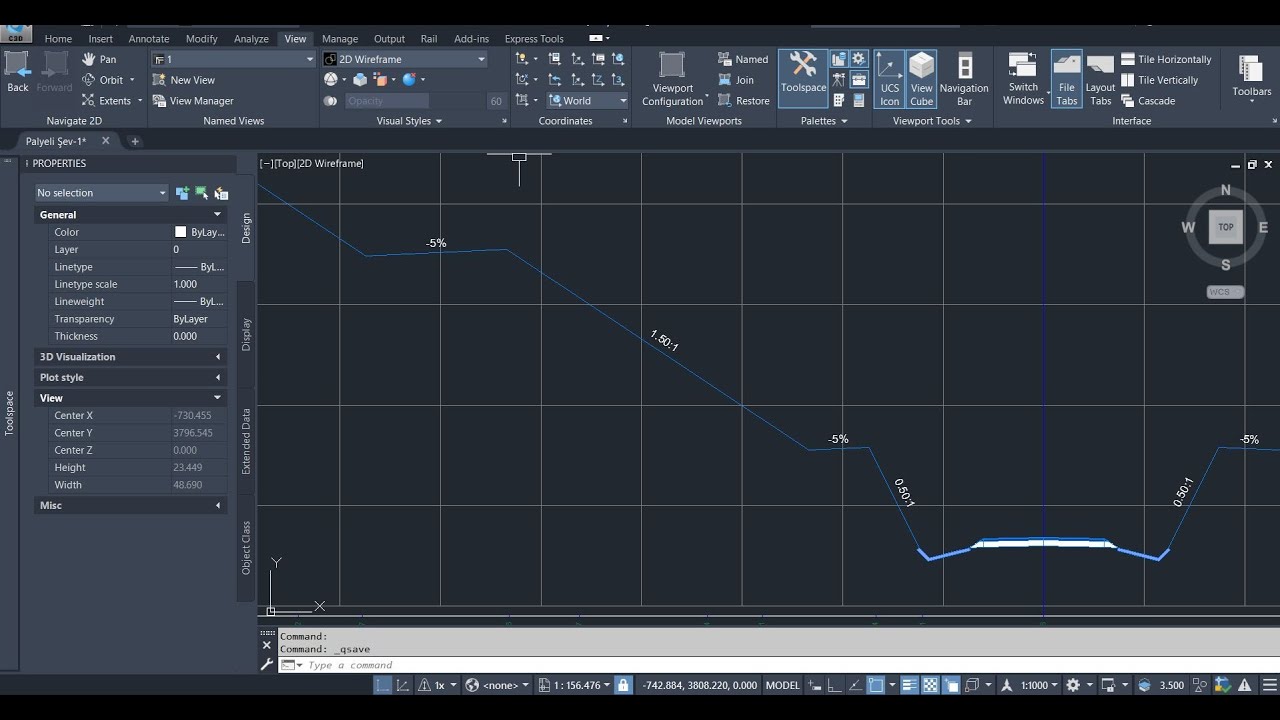 Autocad Civil 3D - Farklı Eğimlerde Palyeli Şev Oluşturulması ve Şev Taramalarının Yapılması