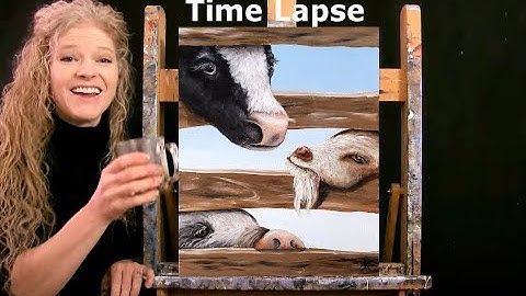 TIME LAPSE - Learn How to Paint BARNYARD BUDDIES with Acrylic - Animal Portrait Step by Step Lesson