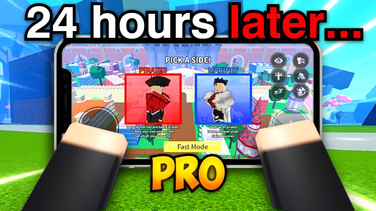 I Learned How to Play MOBILE for 24 Hours In Blox Fruits!