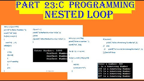 Video 23: C Programming Nested loop, Neted for, prime no from 1 to100
