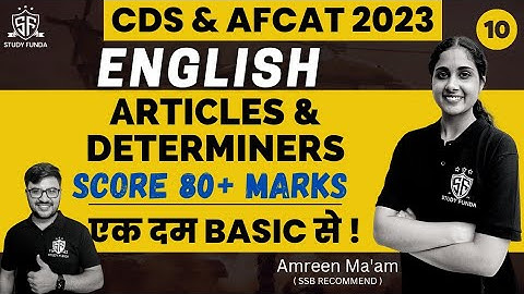 English : Articles and Determiners | CDS 1 2023 | AFCAT 1 2023 | #afcat2023 #cds2023 #studyfunda
