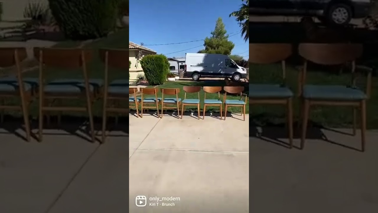 Mid-Century Oak and Walnut Wood Dining Chairs