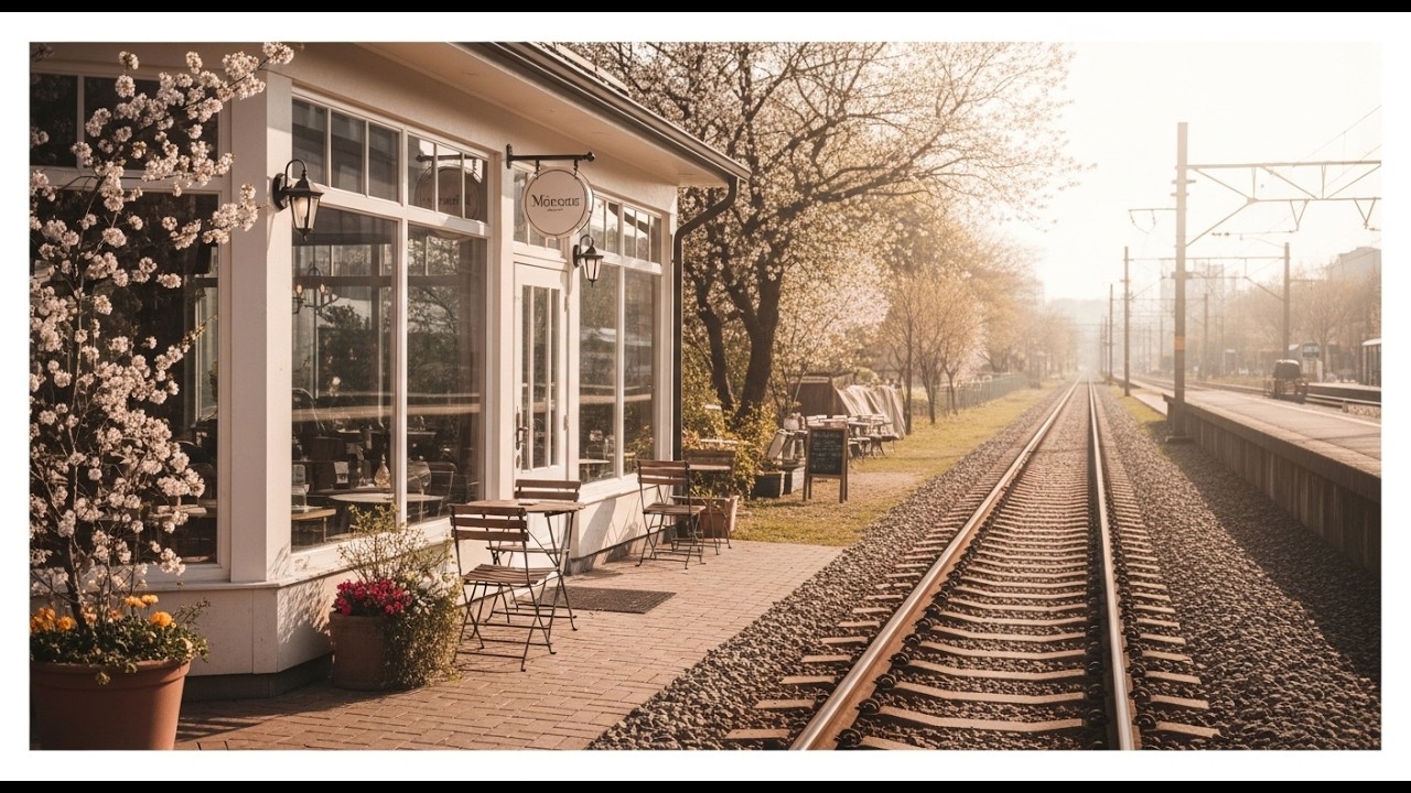 🚆 기차길 옆 조용한 봄 카페에서 흐르는 잔잔한 감성 음악 | 감성 • 봄 • 카페 |