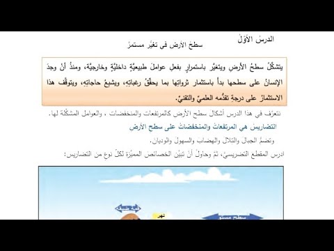 درس سطح الأرض في تغير مستمر جغرافية سابع