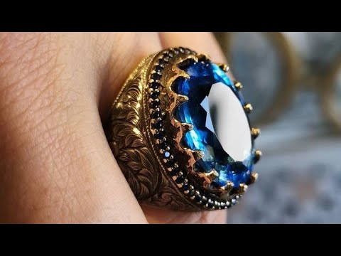 خاتم رجالي فضة عيار 925 صياغة مصرية حجر كريم صافي اصلي