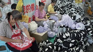 Video of the exciting mass production process of children's shoes. Children's Shoes Factory in China