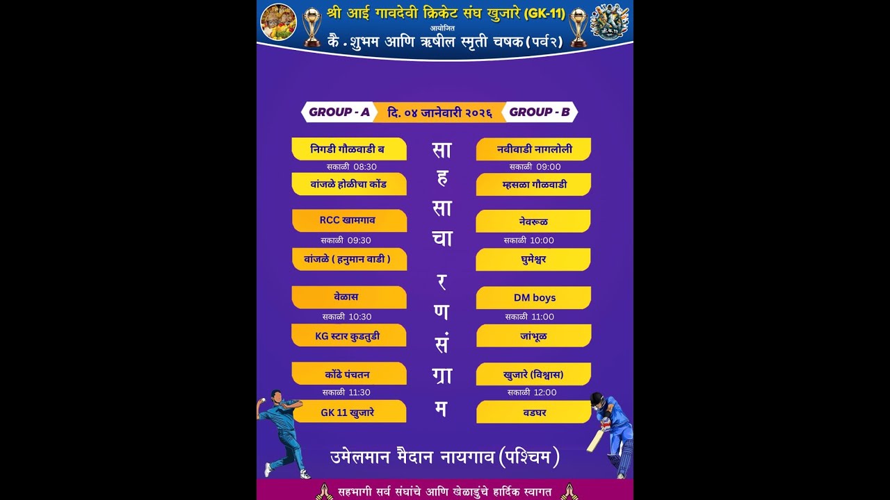 श्री आई गावदेवी क्रिकेट संघ खुजारे (GK11) आयोजित कै. शुभम आणि ऋषील स्मृती चषक २०२६
