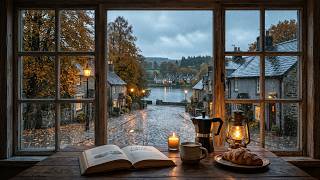 Smooth Jazz & Rainy Autumn Ambience ~ Relaxing Jazz Music at a Rustic Coffee Shop for Work, & Study