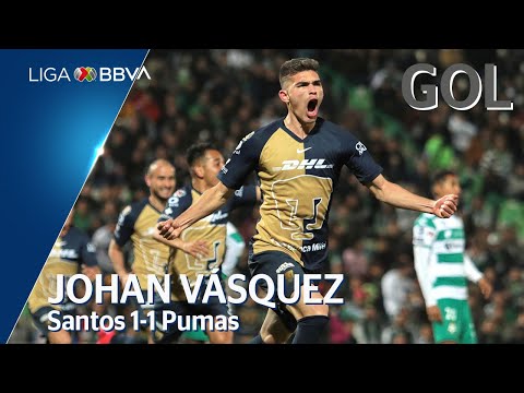 Gol de J. Vásquez | Santos 1 - 1 Pumas | Liga BBVA MX - Jornada 4 - CL 2020