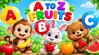 A to Z Fruits Names for Kids 🍎 | Learn Fruits with Pictures | ABC Fruit Learning