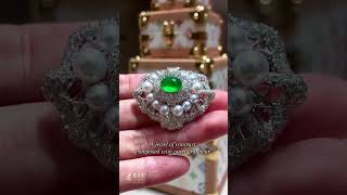 Imperial Green Jadeite, Diamonds &amp; Pearls High Jewelry Clip | Feiyuehui Jewelry