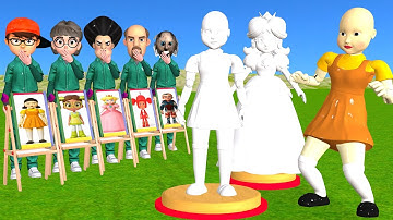 Squid Game vs Scary Teacher 3D Drawing Color Changing Character Squid Girl Challenge Who