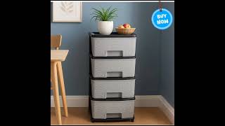 Basics Plastic 4 Rack Multipurpose Modular Drawer Storage Rack | Kitchen &amp; Home Essentials Organizer