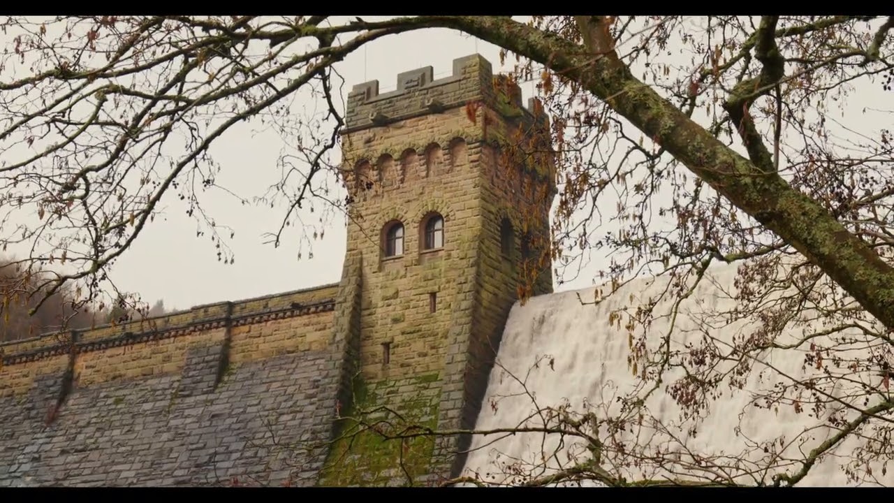 Derwent Reservoir Dam and Ladybower plugholes in the rain.