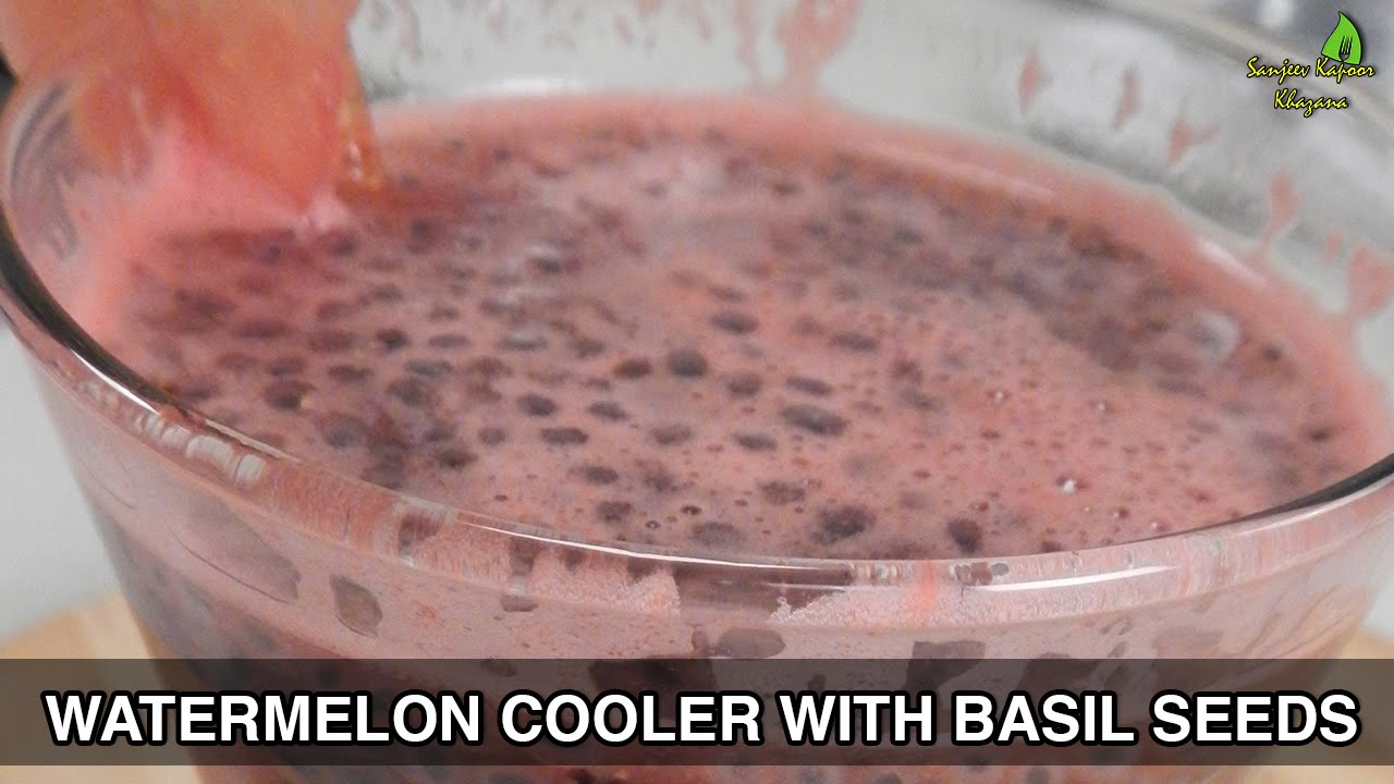 Watermelon Cooler With Basil Seeds