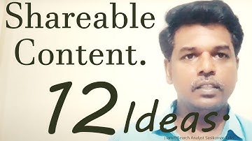 SEO Class 6.5: Shareable Content. 12 Ideas. (Tamil) Search Analyst Sasikumar Talks. #SasikumarTalks