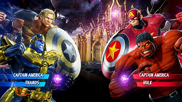 Gladiator Cap & Thanos vs Red Cap & Red Hulk (Very Hard) Marvel vs Capcom | 4K UHD Gameplay