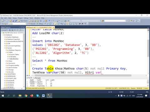 Video Sử dụng SQL để tạo cơ sở dữ liệu (DDL: Create, Alter,... - youtube