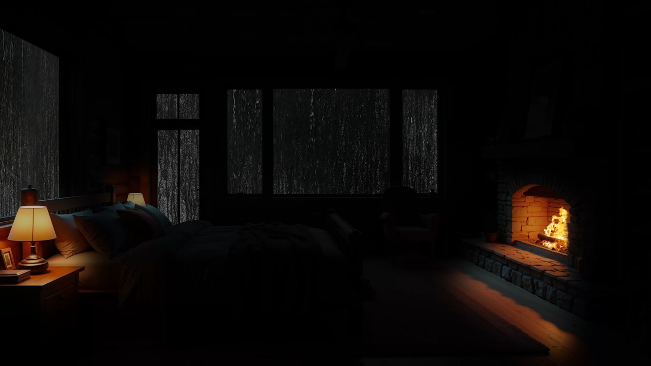 Rain and Fireplace Serenity: A Cozy Cabin Escape for Deep Sleep and Relaxation 🌧️🔥😴