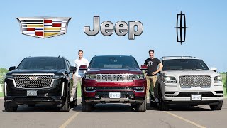 2022 Jeep Grand Wagoneer vs Cadillac Escalade vs Lincoln Navigator // CIVIL WAR