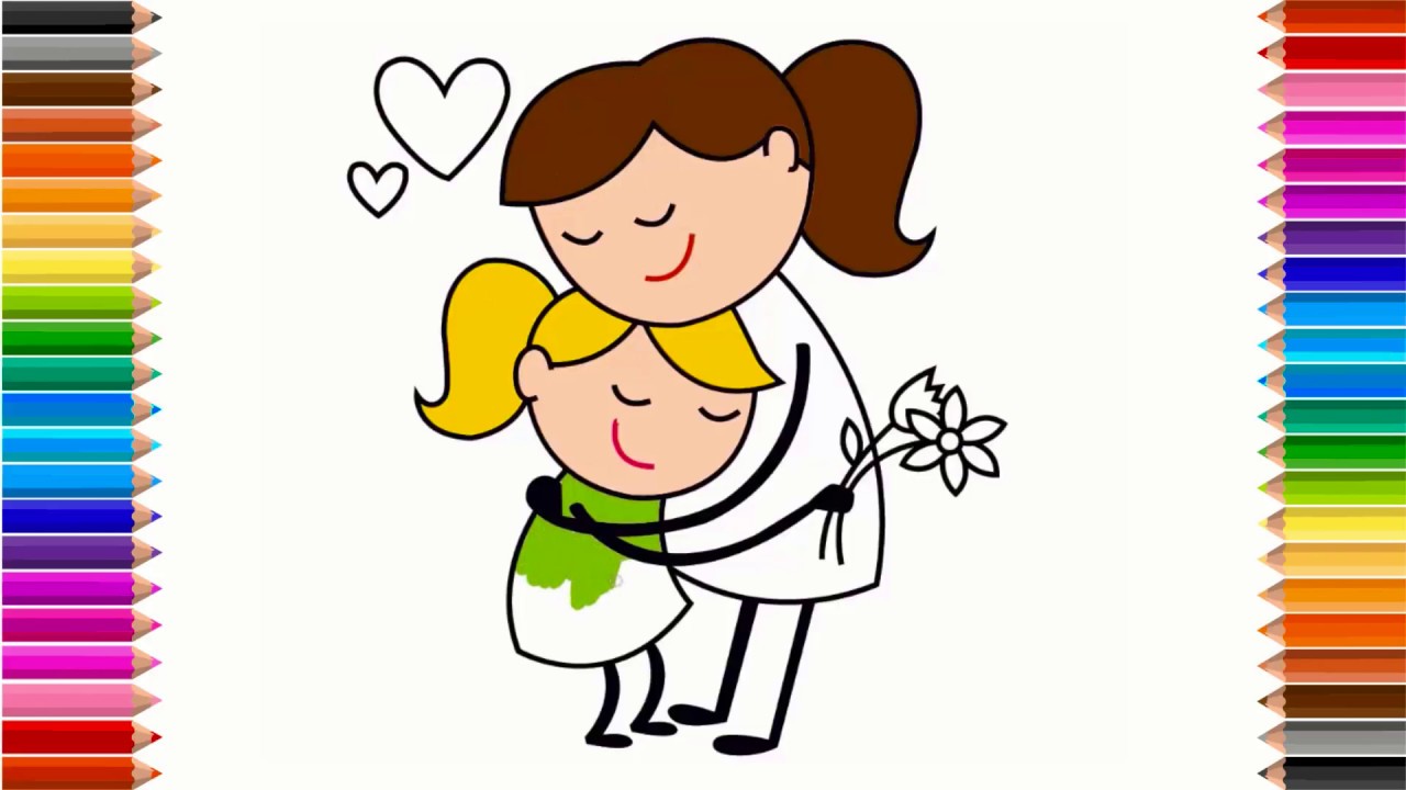 How To Draw Mother and Daughter 💕 | How To Draw A Mother Hugging A Baby