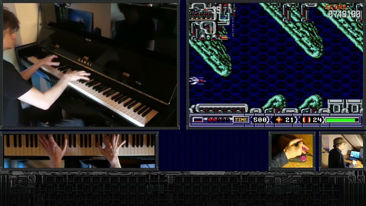 Amiga Game- & Piano Playing Project: Turrican II, Speed Level (Spaceship level 3) [50 FPS]