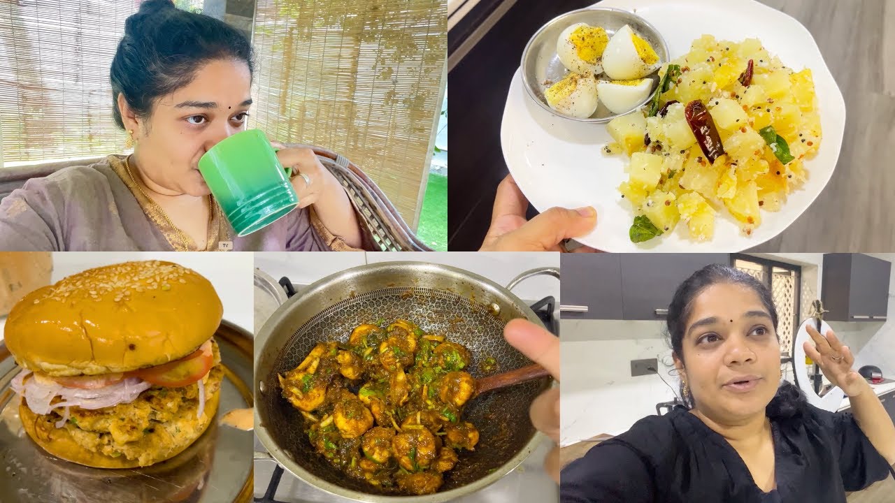 This is My ONE MEAL OF THE DAY - What I Eat for my One Meal - High Protein Burger, Prawn roast