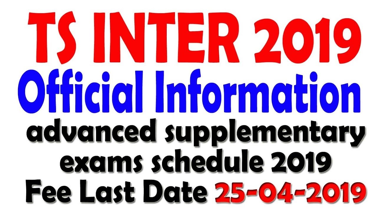 TS Intermediate Time Table 2019 | ts inter supply exam fee last date 2019