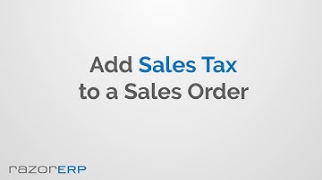 Add Sales Tax to a Sales Order