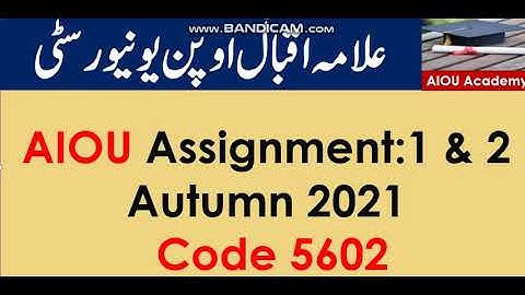 AIOU Assignment:1 & 2  Autumn 2021 Code 5602