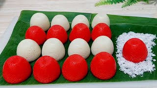 Ada Bahan Rahasia Bikin Kue Ini Jadi Spesial, Edisi Hut Ri Kue Apem Nasi Merah Putih