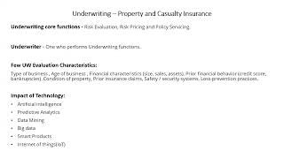 Underwriting Process - Property & Casualty Insurance.