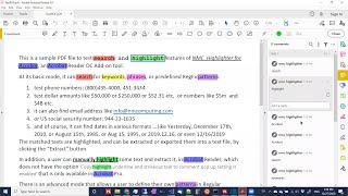 PDF Acrobat Reader using different colors to highlight keywords, phrases, pattern words